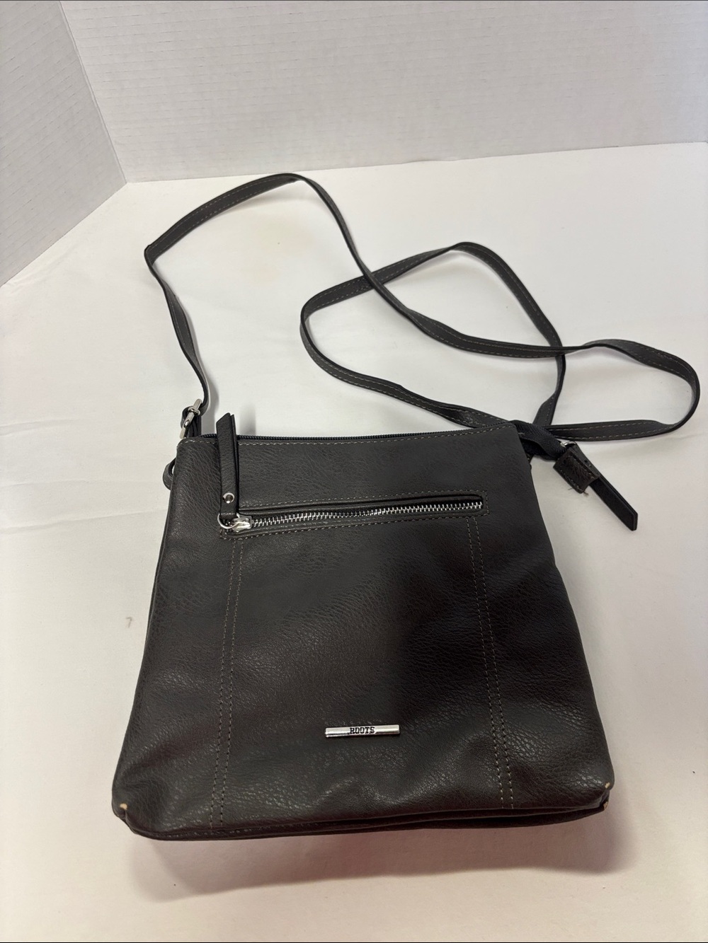 Roots Gray Crossbody Bag with Front Zip